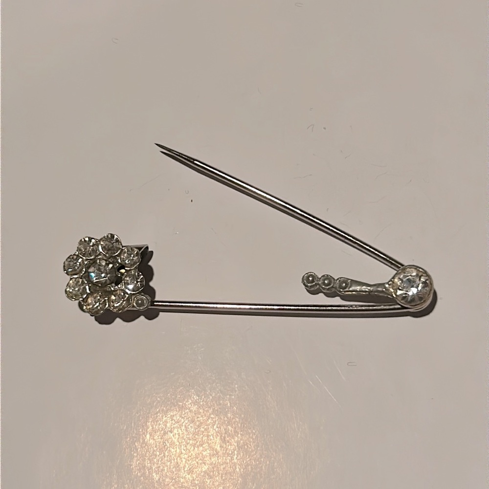 Fun, Rhinestone Oversized Safety Pin Style Brooch - Picture 2 of 6